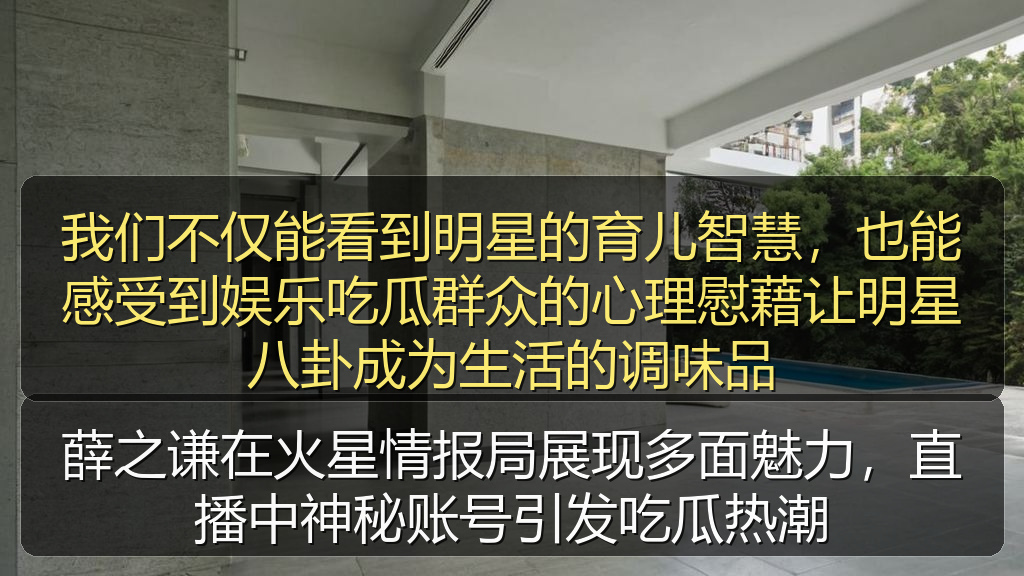 我们不仅能看到明星的育儿智慧,也能感受到娱乐吃瓜群众的心理慰藉让明星八卦成为生活的调味品